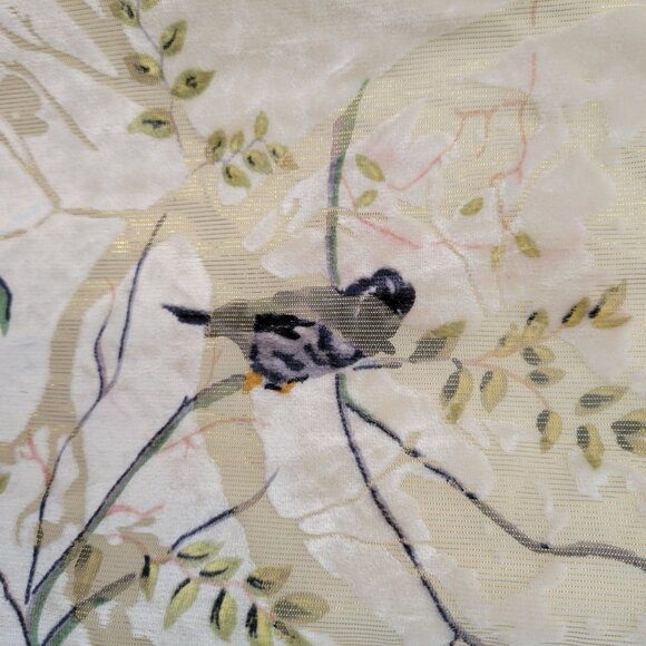 Anthropologie Deletta Bird Print Long Sleeve Top Cream S Velvet Burnout OAK SONG - Picture 6 of 7